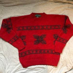 Britches vintage hand-knit wool sweater, red, large